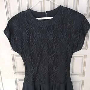 Vintage Samantha Drop Waist Evening Dress Sz10 Black Lace Tiered Chiffon Skirt